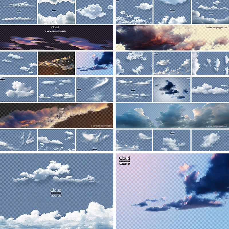 带通道白云云朵合成PSD透明元素设计素材源文件#042001