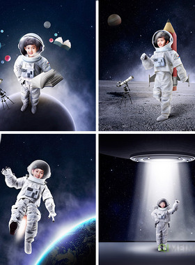 创意儿童宝宝太空服外星地球月球探险海报PSD分层设计素材110116