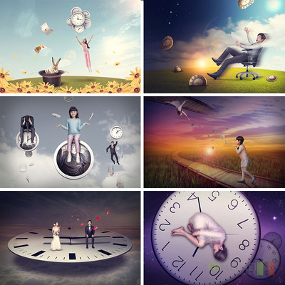 儿童成长时间都去哪了时光沙漏梦幻科技海报PSD设计元素材122510