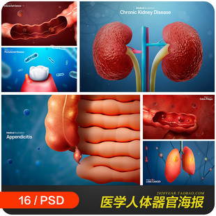 创意医学人体细胞病毒器官微观海报背景psd分层设计素材2340301