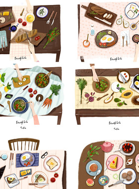 手绘餐饮美食餐厅食物蔬菜水果厨房插图海报psd设计元素材930101