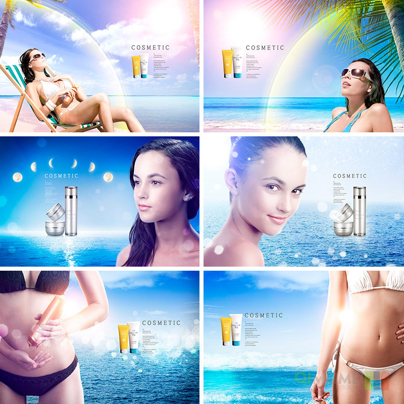 夏天比基尼美女化妆品护肤品防晒霜海报psd设计素材源文件952305