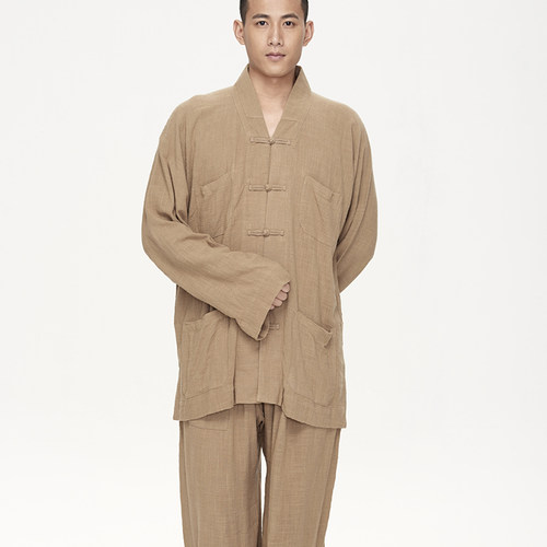 纯棉中式禅修僧服春夏季汉服唐装