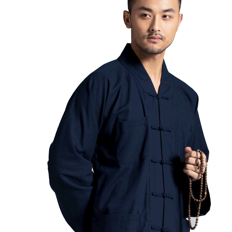 春夏季盘扣僧服男女款短褂水洗棉麻僧衣裤套装禅修打坐手工小褂