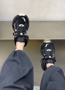 欧洲站2024年春新款网红真皮韩版百搭松糕底休闲鞋运动老爹鞋女潮