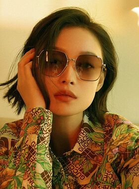 茶色墨镜女新款大框渐变色防墨镜