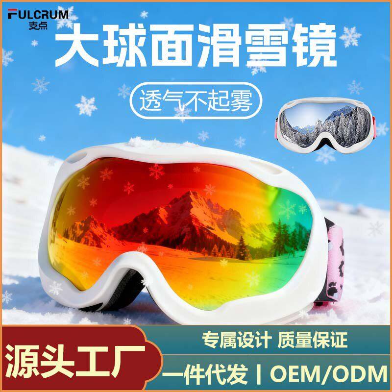 跨境户外专业滑雪镜登山滑雪护目镜双层防雾骑行时尚滑雪眼镜批发