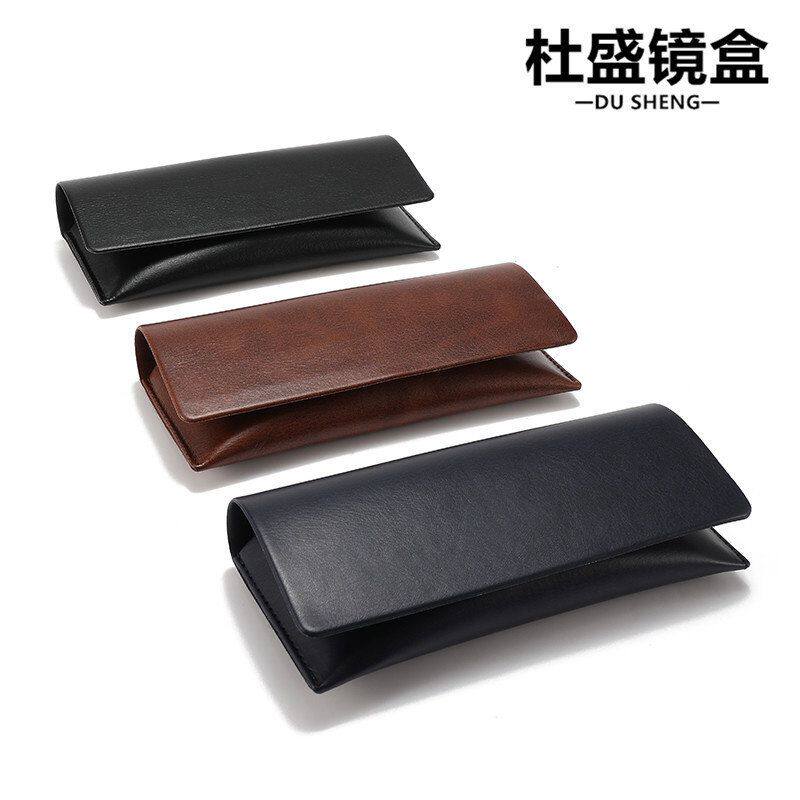 定制logo26新款眼镜盒时尚墨镜盒黑色长款皮质镜盒 太阳眼镜盒子