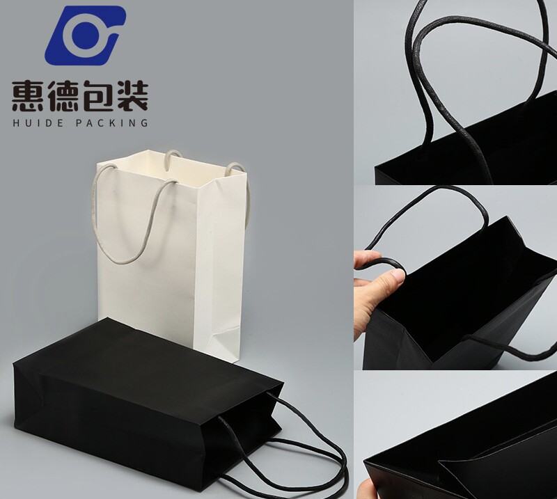 定制印logo眼镜盒套装GM光板手提袋黑色纸袋白色卡纸牛皮纸手提袋 - 实物图