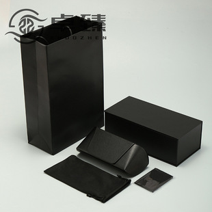 定制logo印GM皮质高档墨镜太阳镜礼盒包装防压眼镜盒子便携收纳袋