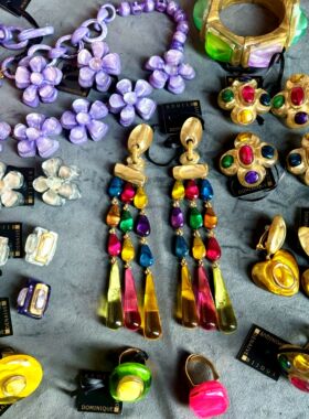 KY vintage denaive 超长流苏耳环彩宝戒指手镯花朵爱心设计师