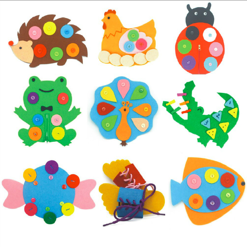 不织布手工diy幼儿园教具扣扣子拉链儿童自制益智游戏