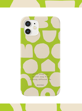 韩国涂层菲林壳 小众绿色几何圆点17/15pro手机壳13pro光面硬壳定制S22/16promax