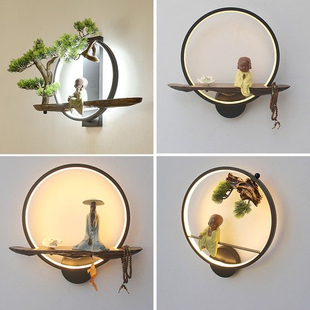 新中式LED摆件壁灯客厅背景墙灯卧室床头灯创意个性艺术装饰壁灯