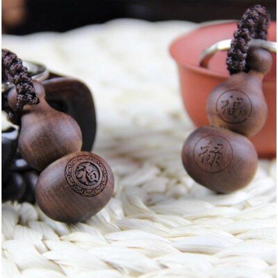 黑檀木汽车钥匙饰品佛字莲花平安福禄八卦时来运转葫芦钥匙扣挂件