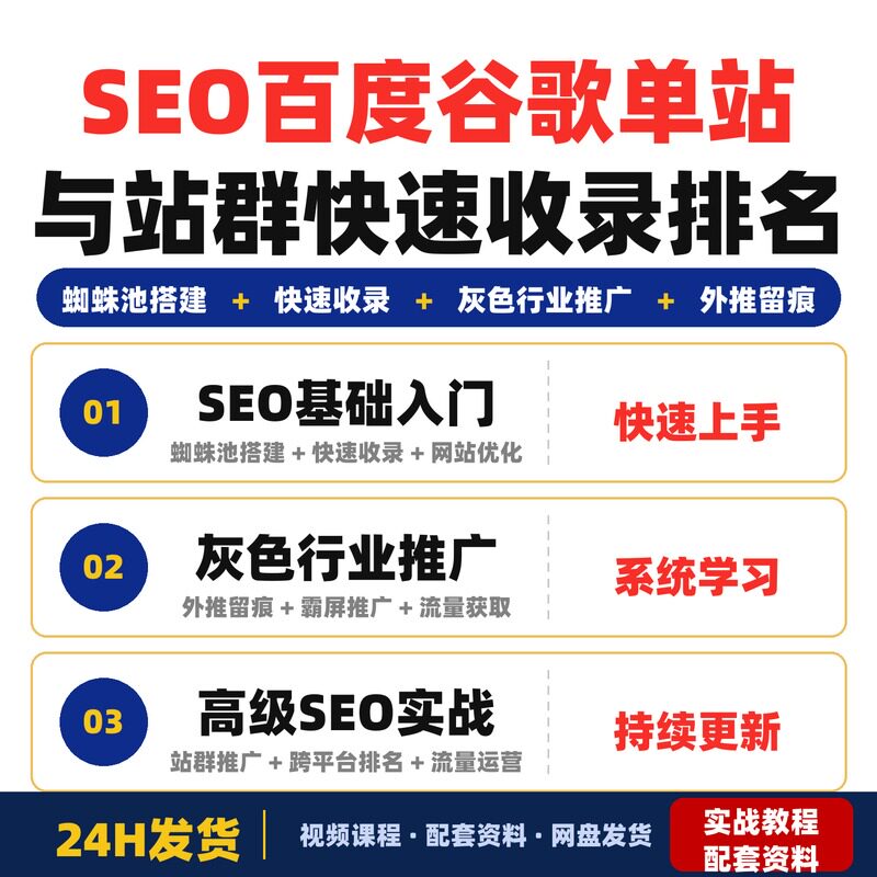 SEO野路子实战课百度谷歌单站与站群玩法快速收录排名灰色完整版