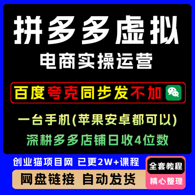 2025拼多多虚拟电商实操运营开店教程视频课程零基础运营挣钱副业