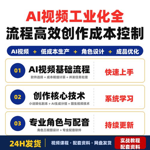 AI视频工业化全流程实操课短剧小说推文高效创作成本控制全套教程
