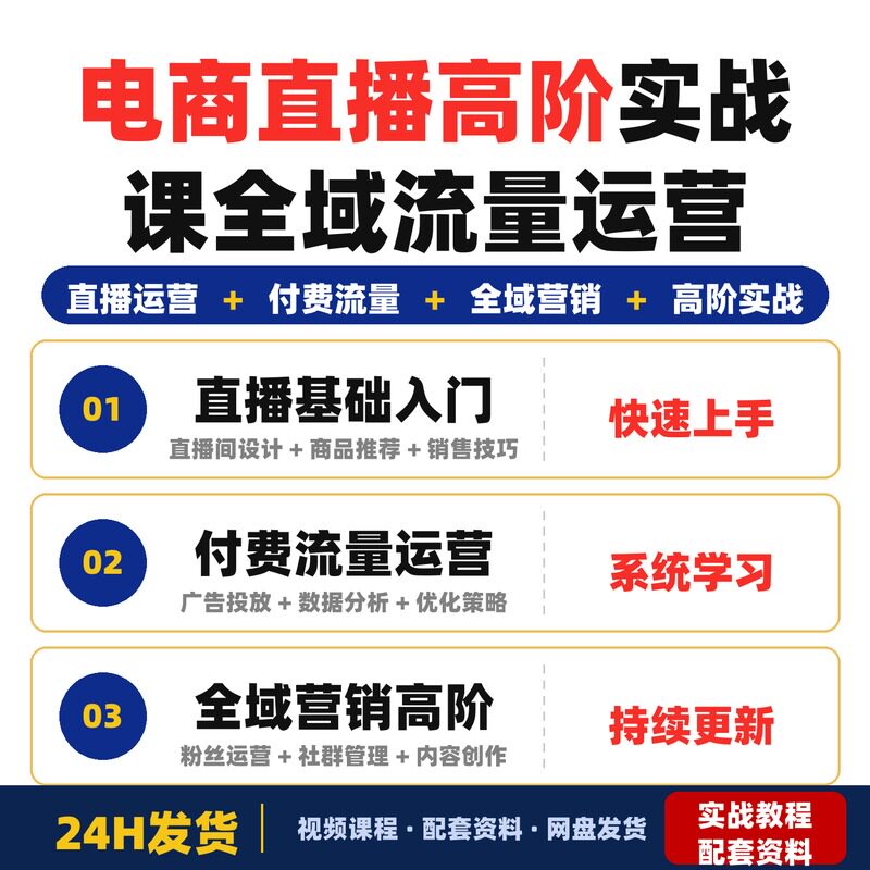 电商直播全域运营高阶实战课千川线下课聚焦付费流量运营全套教程