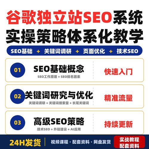 谷歌独立站SEO系统实操从基础到高级策略体系化教学掌握全套教程