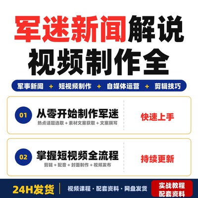 军迷新闻解说视频制作全流程教学适合军迷爱好者和自媒体人完整版