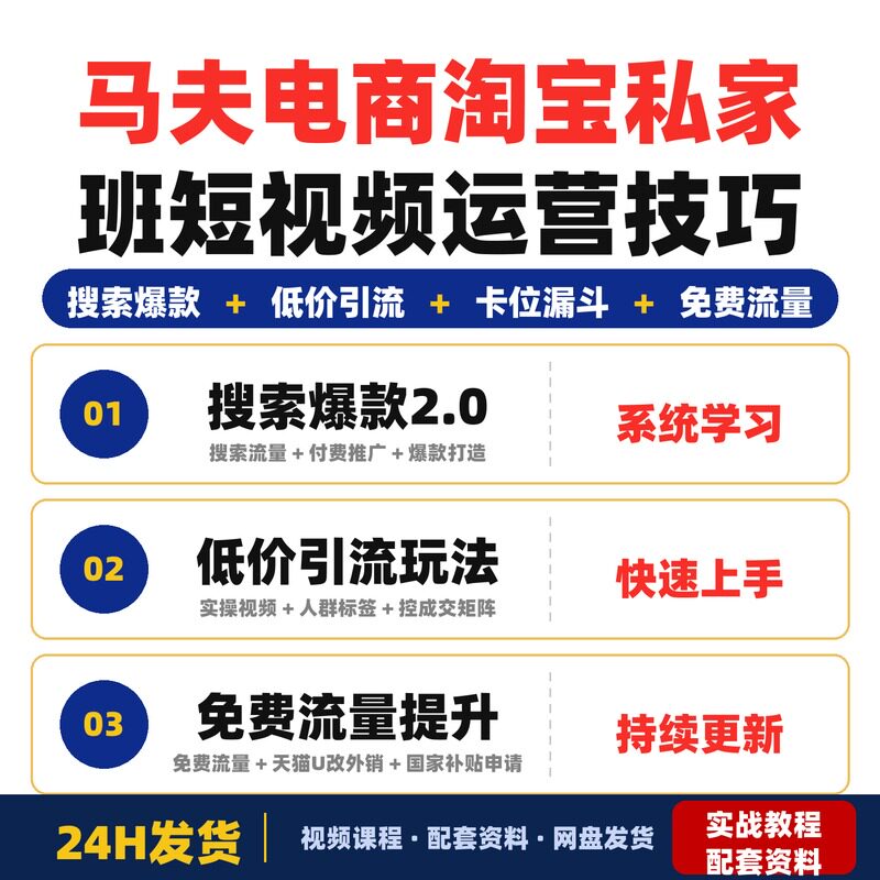 马夫电商-淘宝私家班2026年3月更新全套教程价值2980元短视频运营