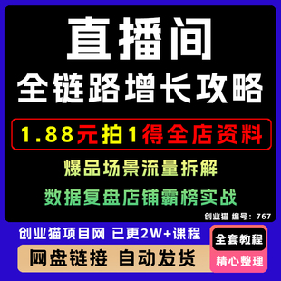 直播间全链路增长攻暴品场景刘量拆解数据复盘店铺实操副业项目