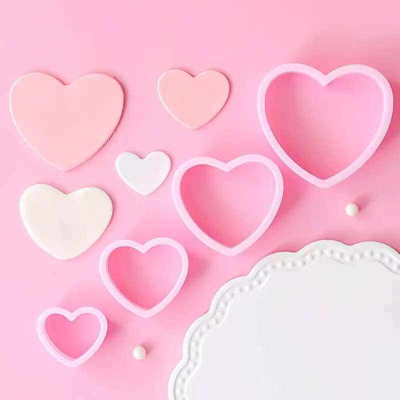 爱心塑料切模 心型曲奇饼干模具蛋糕切模塑料压模 翻糖烘焙工具