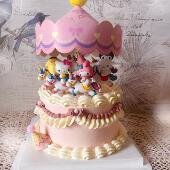 儿童旋转木马蛋糕装 饰开小汽车卡通公主骑马玩偶插件儿童生日摆件