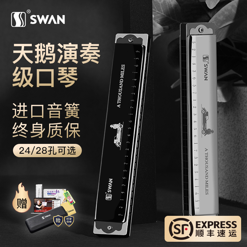天鹅口琴专业演奏成人24孔28孔复音C调初学者小学生专用儿童入门