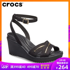 Crocs凉鞋女2019新款卡骆驰蕾丽金属装饰坡跟II代休闲凉鞋|205565