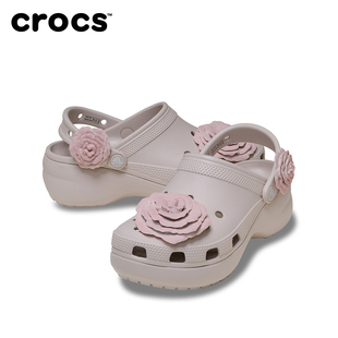 秋季新款Crocs卡骆驰经典云朵叠影玫瑰复古厚底洞洞鞋女鞋|214026