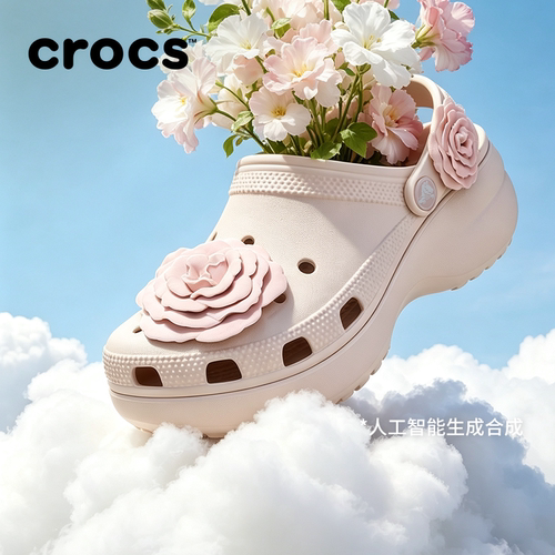 秋季新款Crocs卡骆驰经典云朵叠影玫瑰复古厚底洞洞鞋女鞋|214026