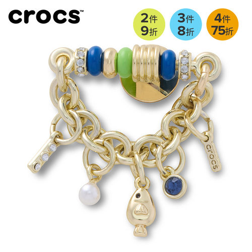 Crocs卡骆驰智必星配件洞洞鞋花 质感串珠珍鱼链条