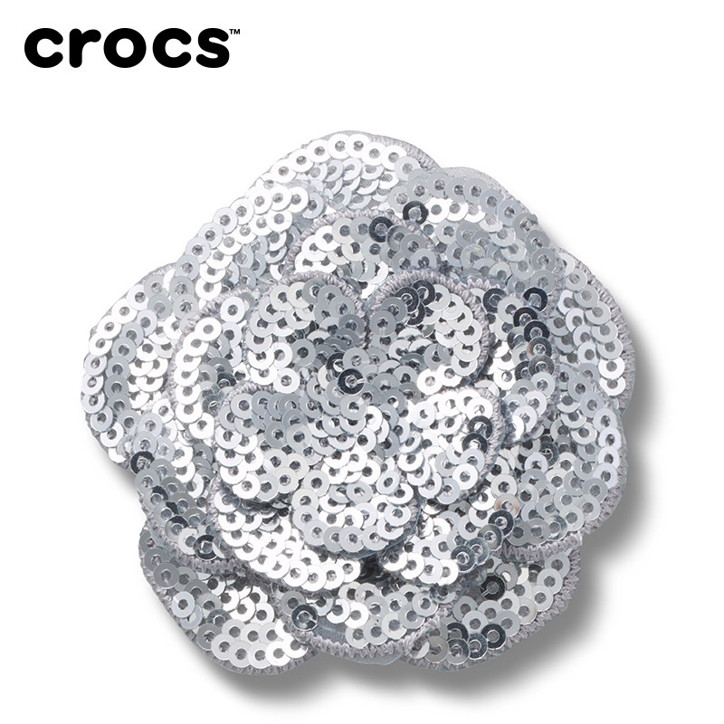 白鹿同款Crocs卡骆驰智必星配件洞洞鞋花 银色亮片花 黑色亮片