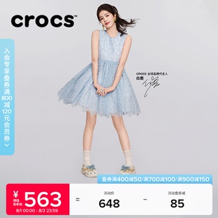 白鹿同款Crocs卡骆驰经典丹宁蝴蝶云朵高跟洞洞鞋夏季女鞋|213114
