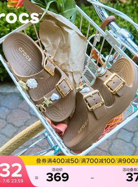 Crocs卡骆驰经典自在金属扣女士户外凉鞋拖鞋平底鞋女鞋|213316