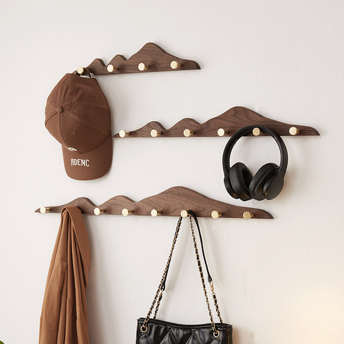 黑胡桃实木黄铜挂衣钩进门玄关挂衣架墙上壁挂入户门衣帽衣服挂钩