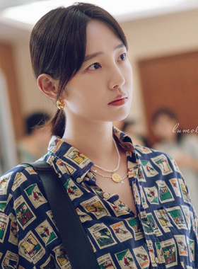 恶魔之眼白百合同款珍珠项链女潮天然淡水珠锁骨链高级感硬币吊坠