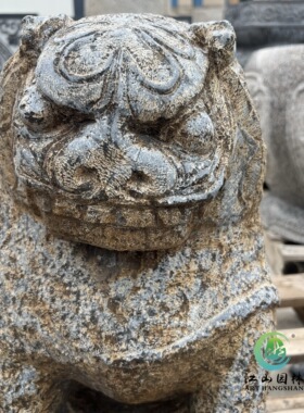 石雕老复古仿古老青石摆件古玩旧石器石虎狮子怪兽古董陈设皮风化