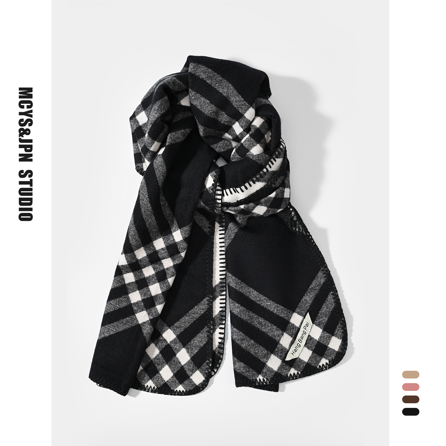 黑白格纹围巾女冬2025新款