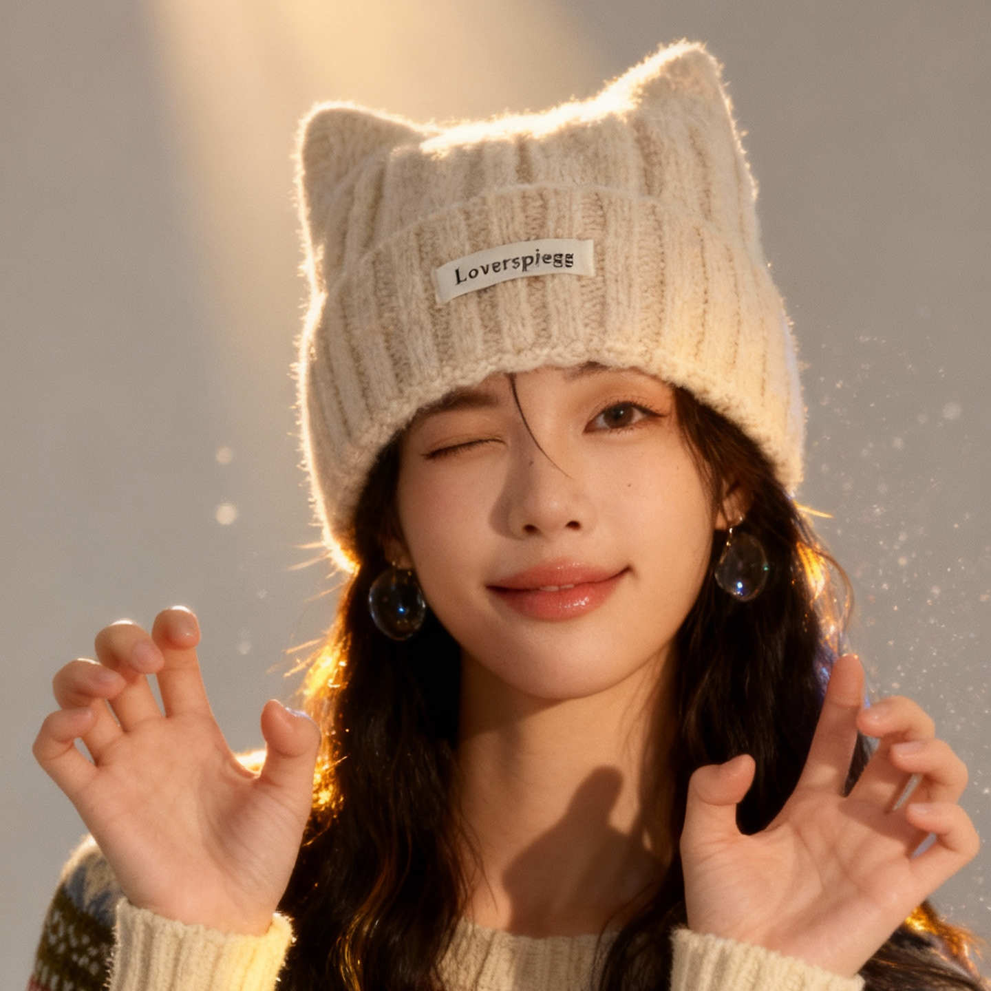 猫耳朵帽子女款2025新款大头围