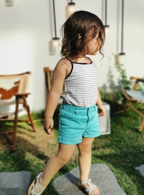 g*p儿童夏季休闲短裤男女童宝宝纯棉弹力舒适百搭松紧腰裤子