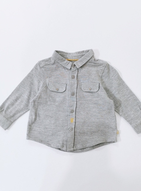 儿童长袖衬衫法国单男宝宝全棉薄款舒适纯色休闲衬衣2024春夏