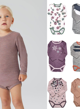 丹麦NAME家美利奴羊毛保暖睡衣套装儿童春秋居家服美丽诺秋衣秋裤