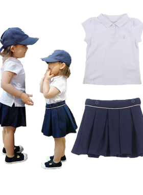 女童春夏polo短袖学院风短裙法式淑女高品质童装一套分开拍3岁