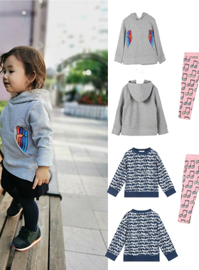 SMC秋冬卫衣卫裤儿童抓绒保暖休闲连帽套头卫衣保暖有机棉外套