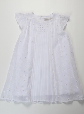 特*清女童春夏白连衣裙法国catmin*洋气公主裙轻薄凉快全棉蝴蝶结