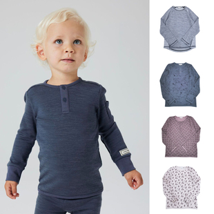 丹麦NAME家美利奴羊毛保暖睡衣套装 儿童春秋居家服美丽诺秋衣秋裤