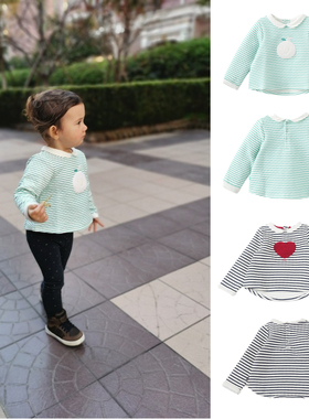 女童春秋上衣法单宝宝洋气可爱条纹休闲服纯棉外套卫衣